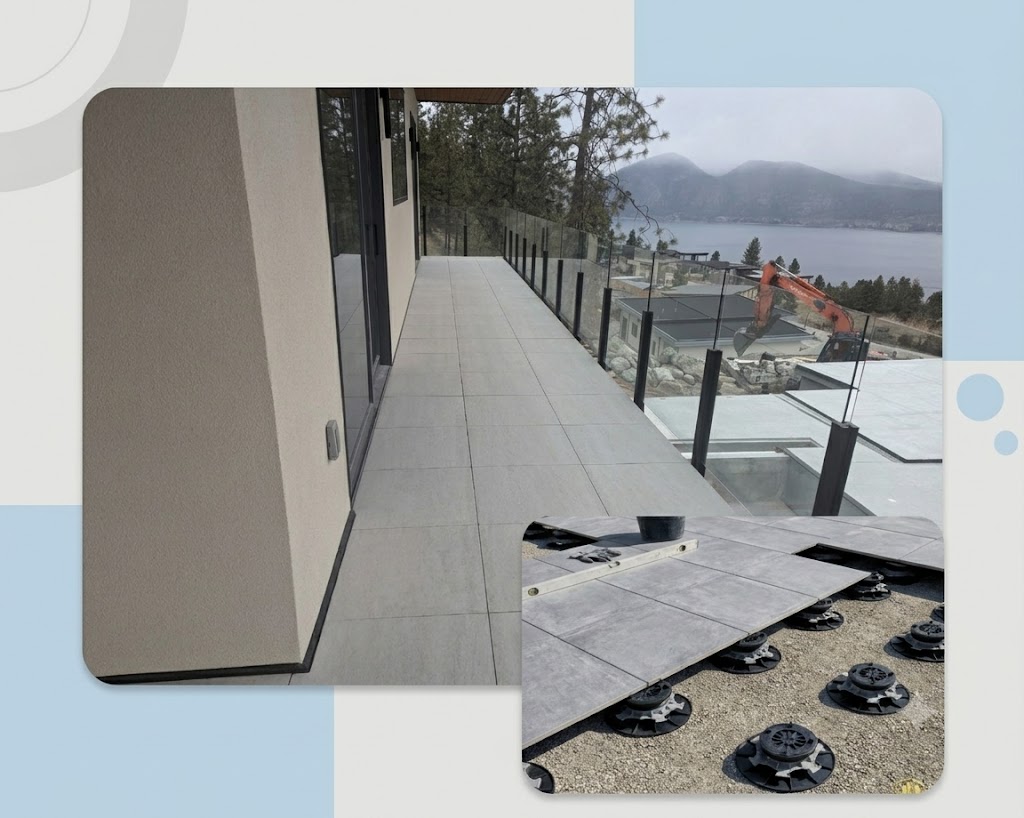 Adjustable pedestal paver system supporting porcelain tile on a Vancouver rooftop deck